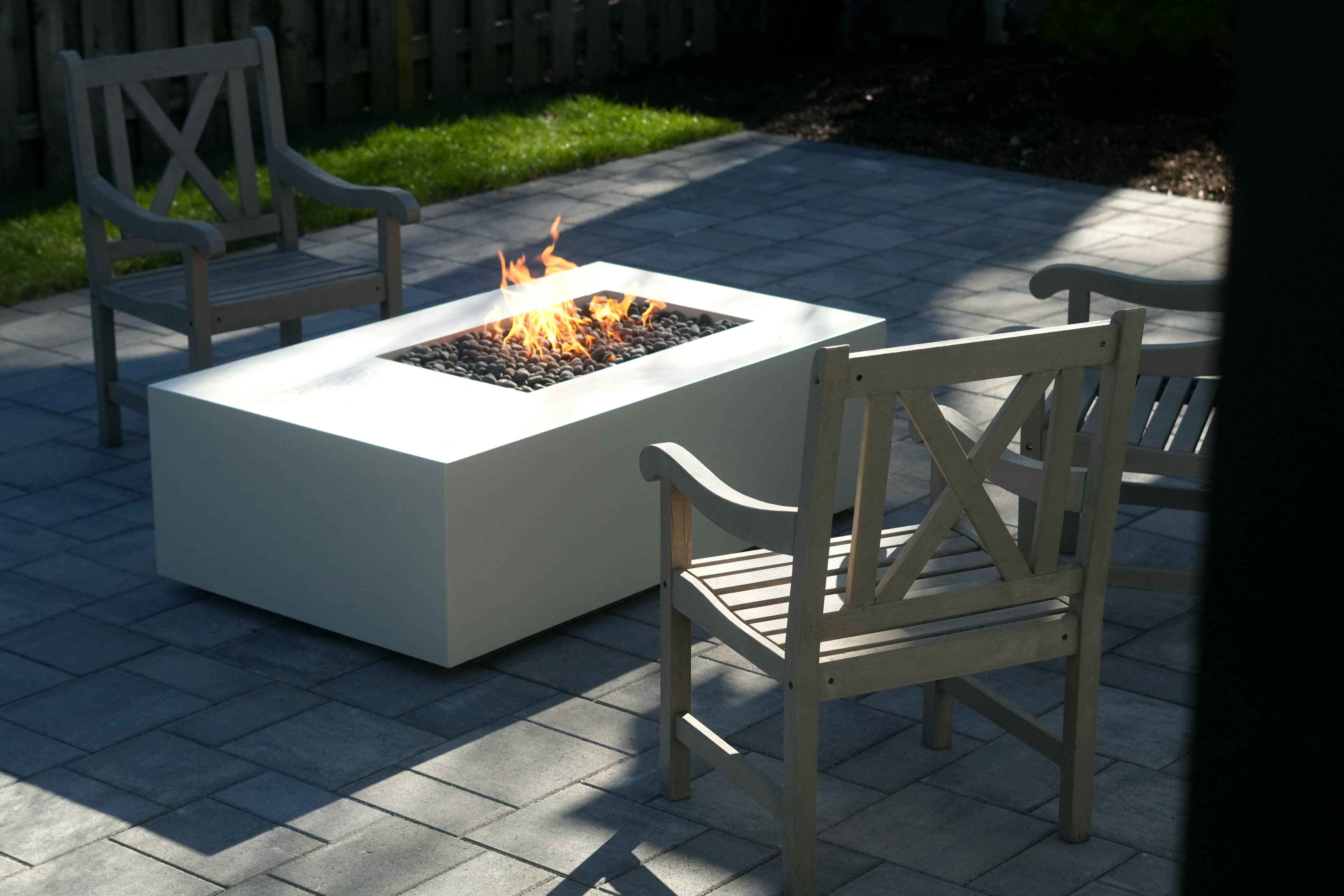 Project Cozy Fire Pit Addition on chic Paver Patio in West Linn image