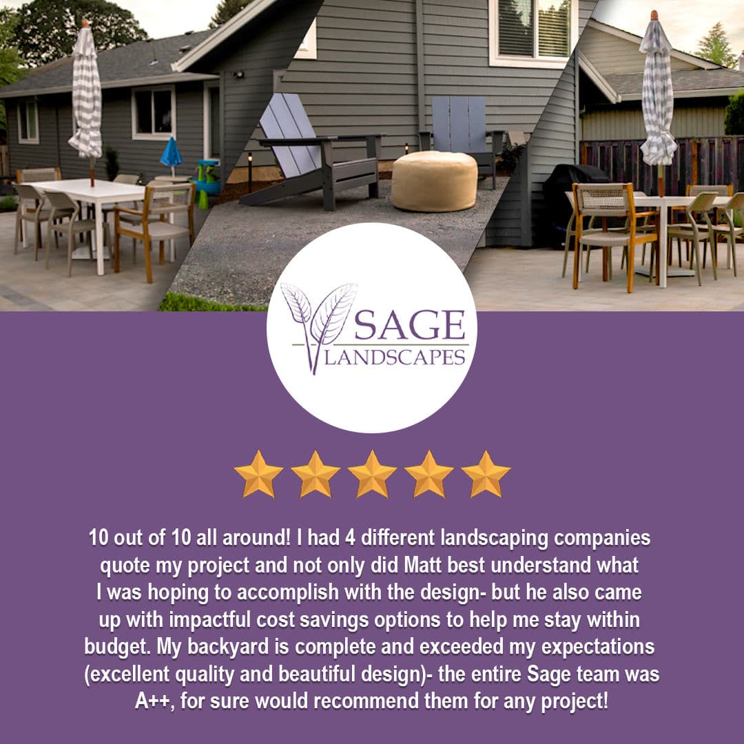 Sage Landscapes review showcasing backyard transformation and customer satisfaction.