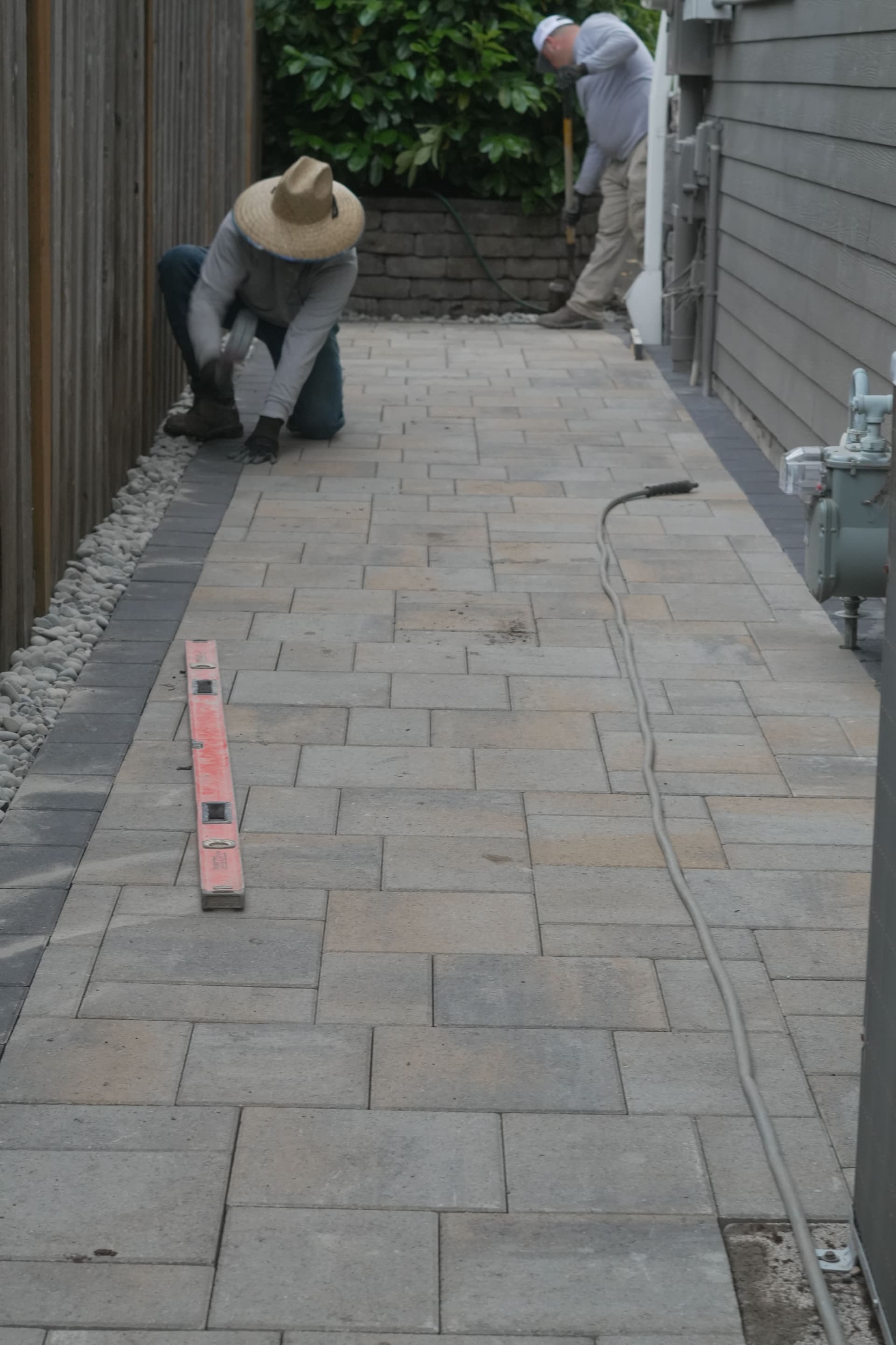 Gallery photos for Paver Side Yard and Retaining Wall With Privacy Shrubs: Image #2