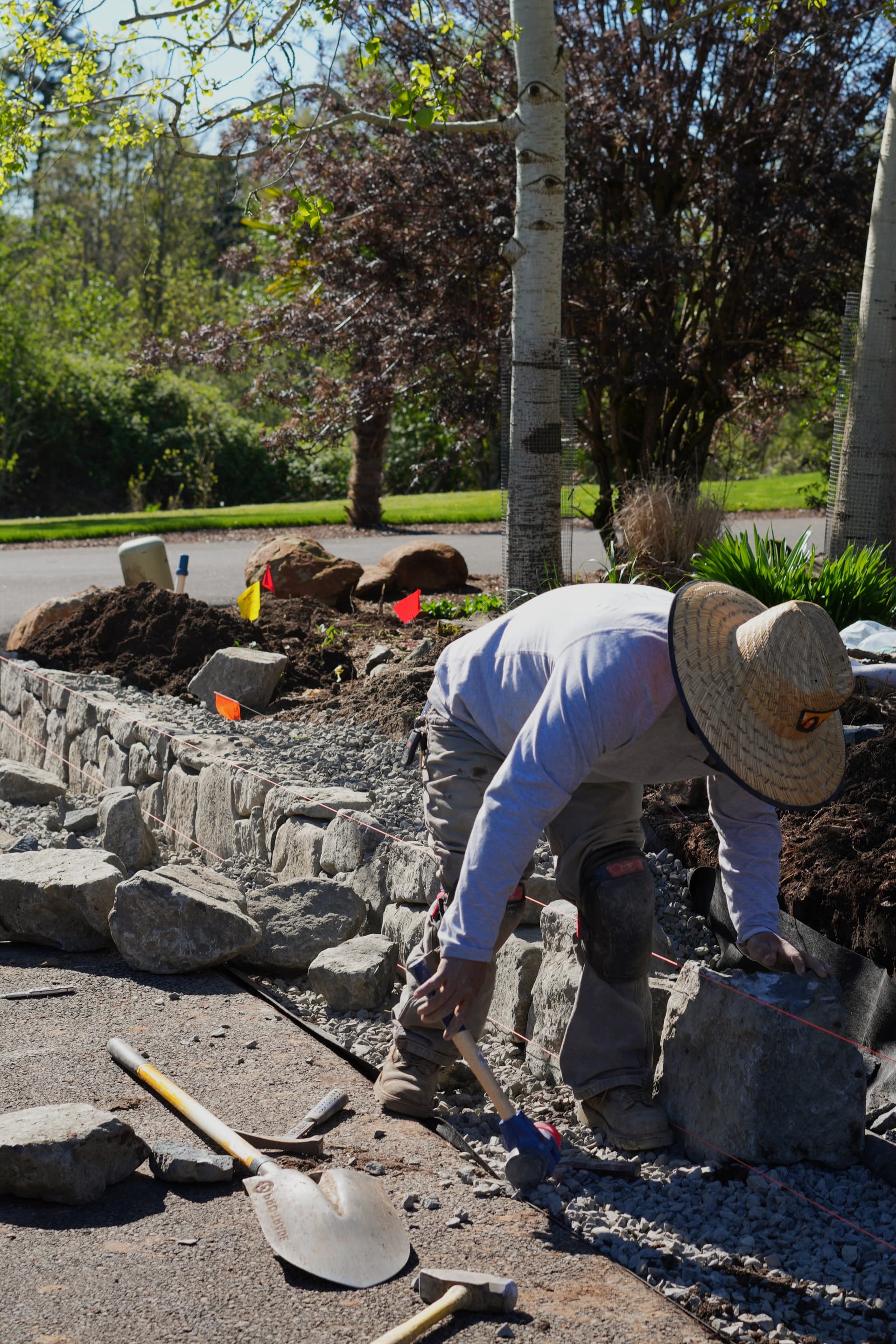 Hand-Built Natural Stone Border Wall in Oregon City image