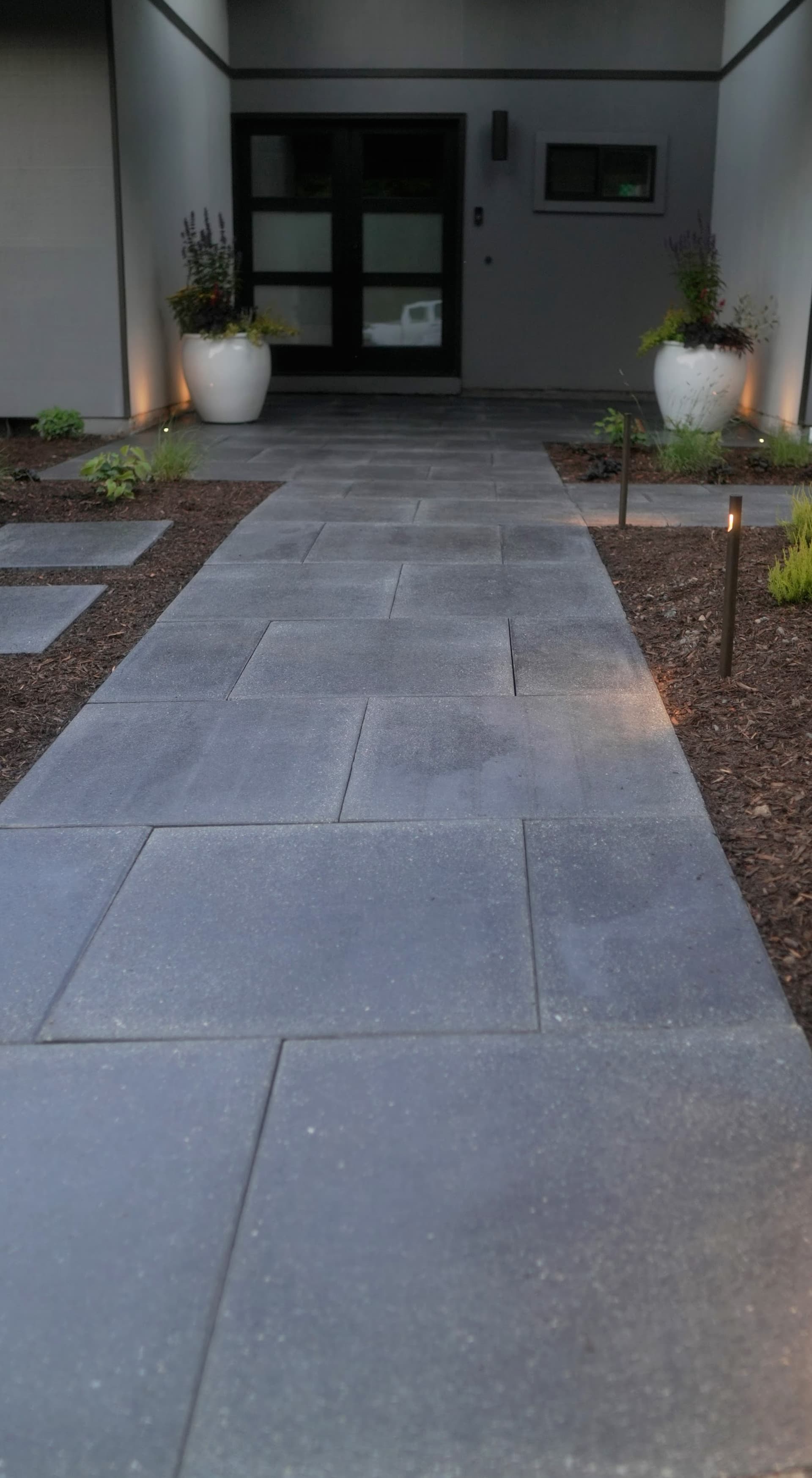 Contemporary Paver Walkway with Hardscape Lighting Done Right image